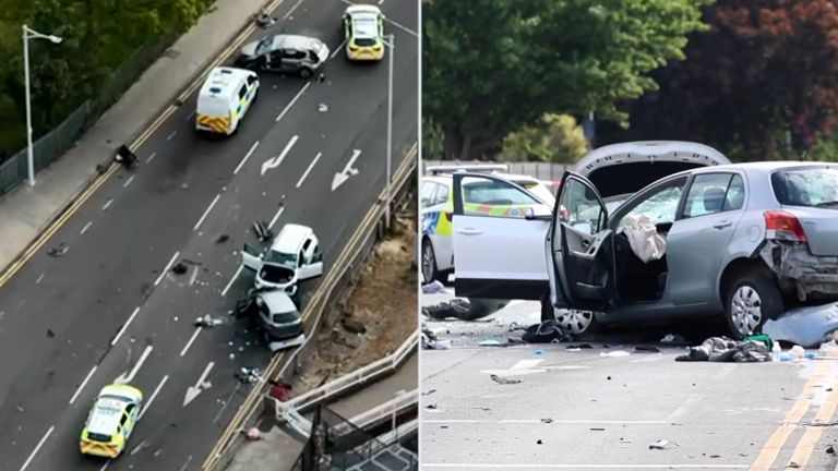 Five seriously injured in crash during police pursuit – as driver is arrested Five seriously injured in crash during police pursuit – as driver is arrested