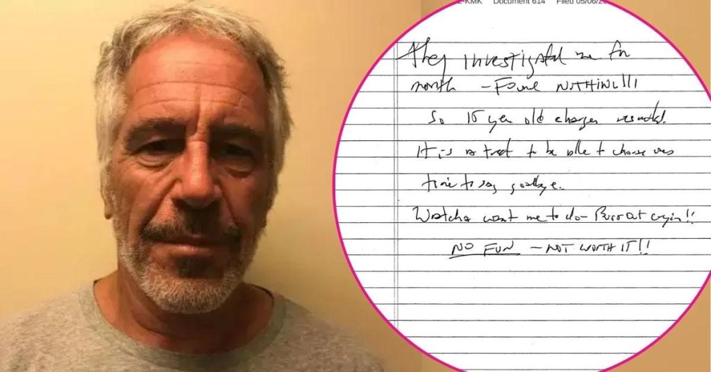 Federal court reveals alleged Epstein suicide note Federal court reveals alleged Epstein suicide note
