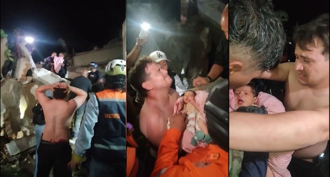 Newborn baby saved from rubble after Venezuela’s deadly earthquakes Newborn baby saved from rubble after Venezuela’s deadly earthquakes